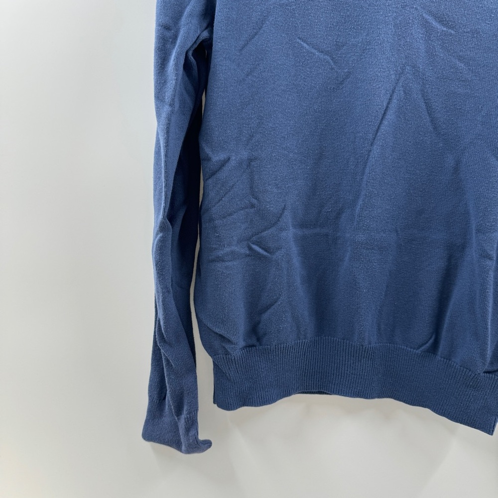 Express Men’s Blue V-Neck Sweater Size Medium Classic Knit - Picture 3 of 7